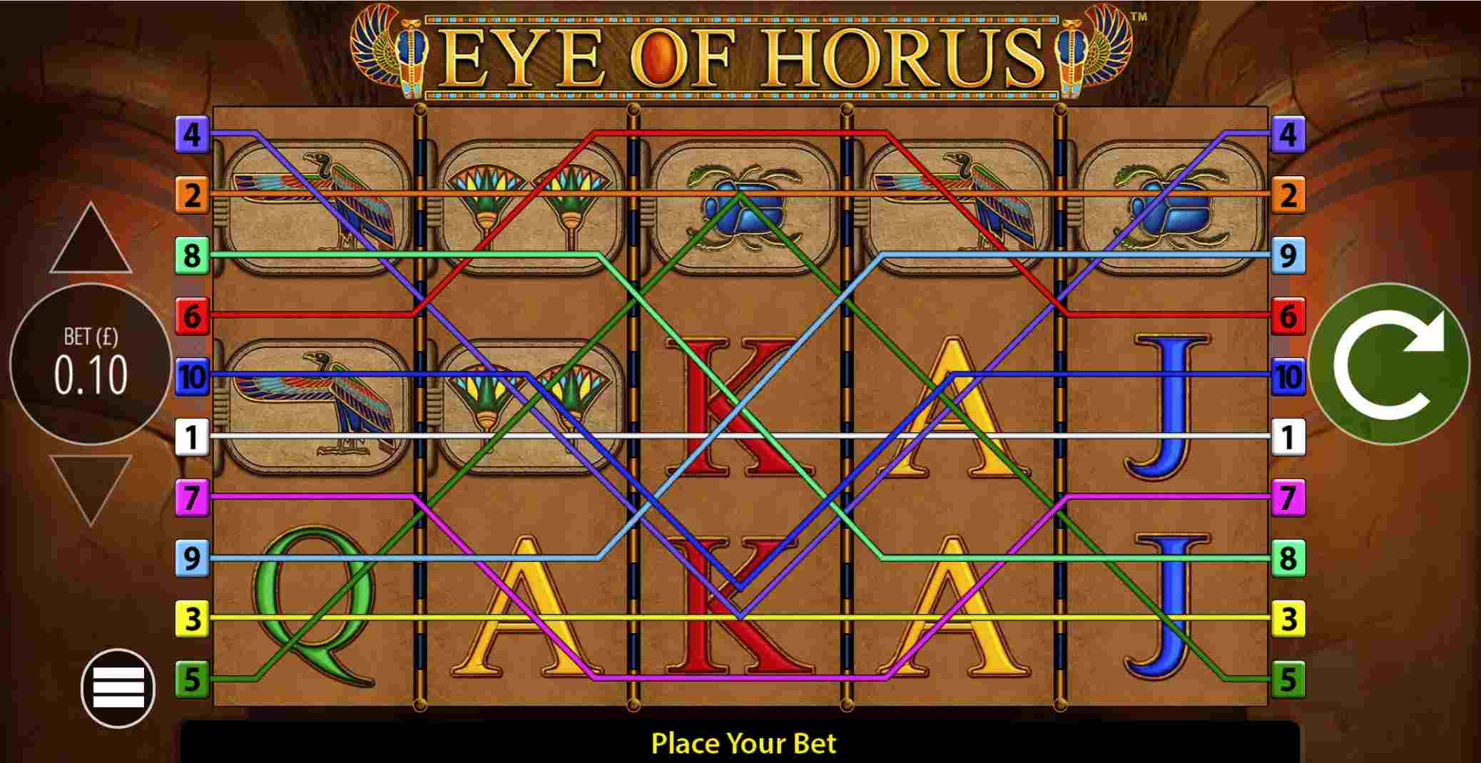 Eye of Horus paylines